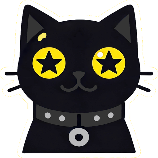 Yami.ai mascot: a black cat with yellow star eyes
